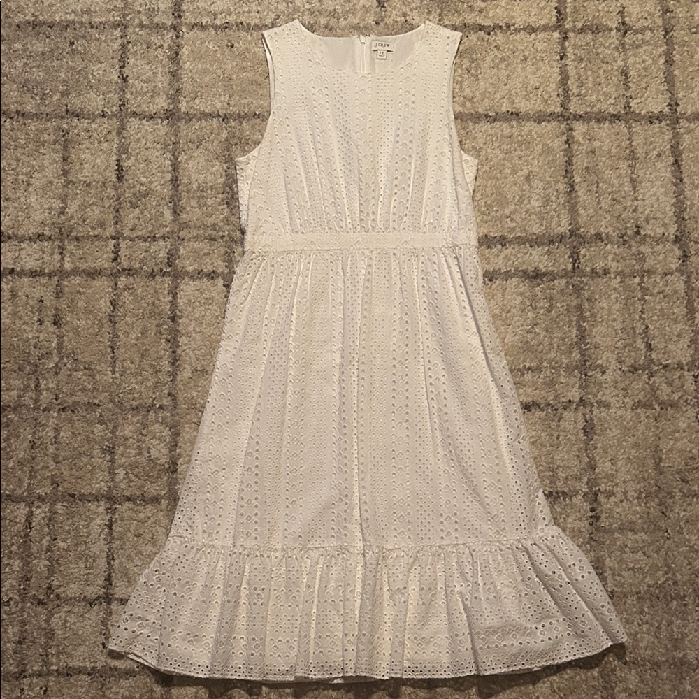 J Crew Factory White Eyelet MIDI Dress